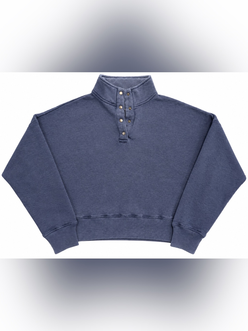 American Eagle Blue Snap Mock Neck Sweatshirt Women’s L Relaxed Pullover